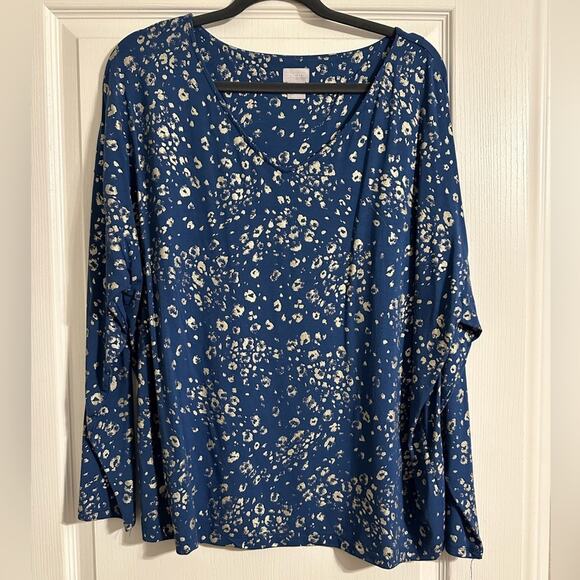Chicos navy blue gold cheetah print top - Picture 1 of 2